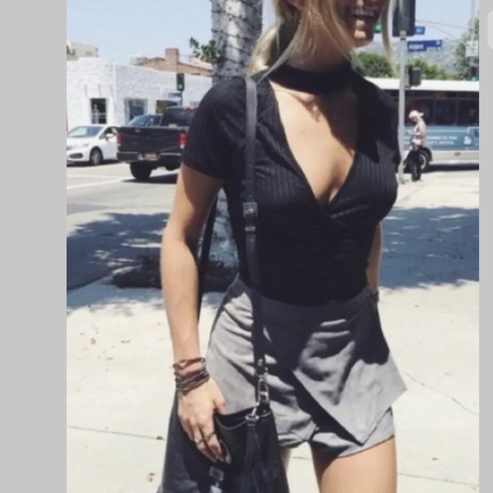 Indikah Black Suede Skort Size 10 NWT #Z10*